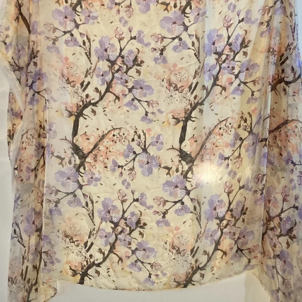 Mixit Silky Sheer Cherry Blossom print scarf Cottage Romantic Feminine Coquette